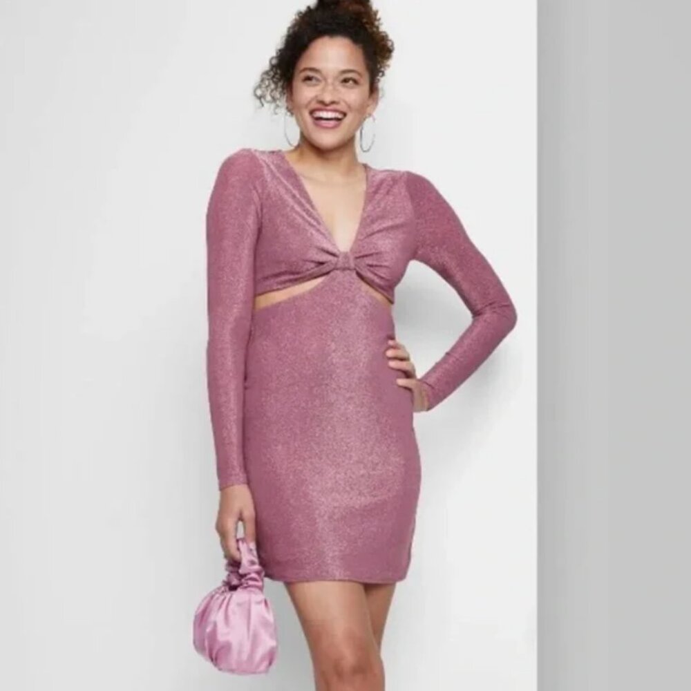 Wild Fable Women's Shimmer Long Sleeve Dress With Cutouts M